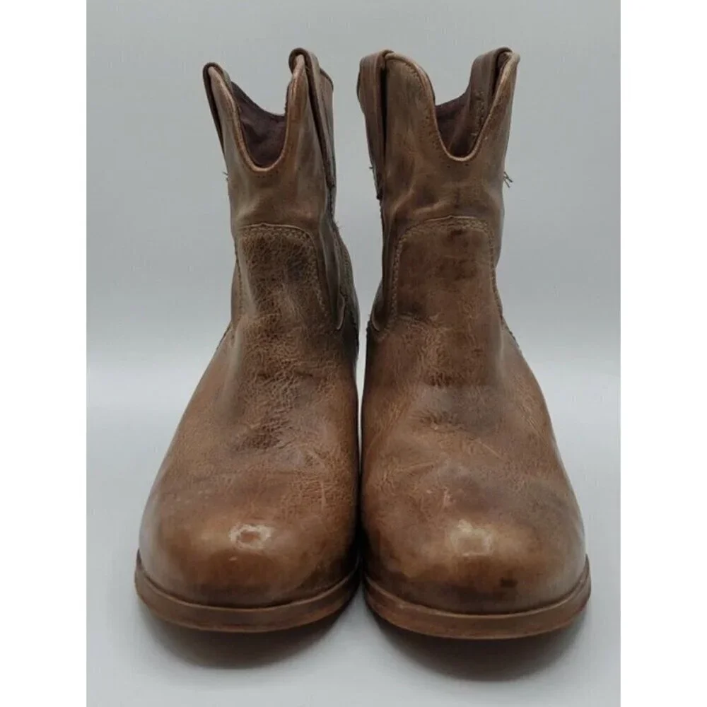 Corral Womens Brown Tan Distressed Leather Western Cowboy Ankle Boots Sz 7